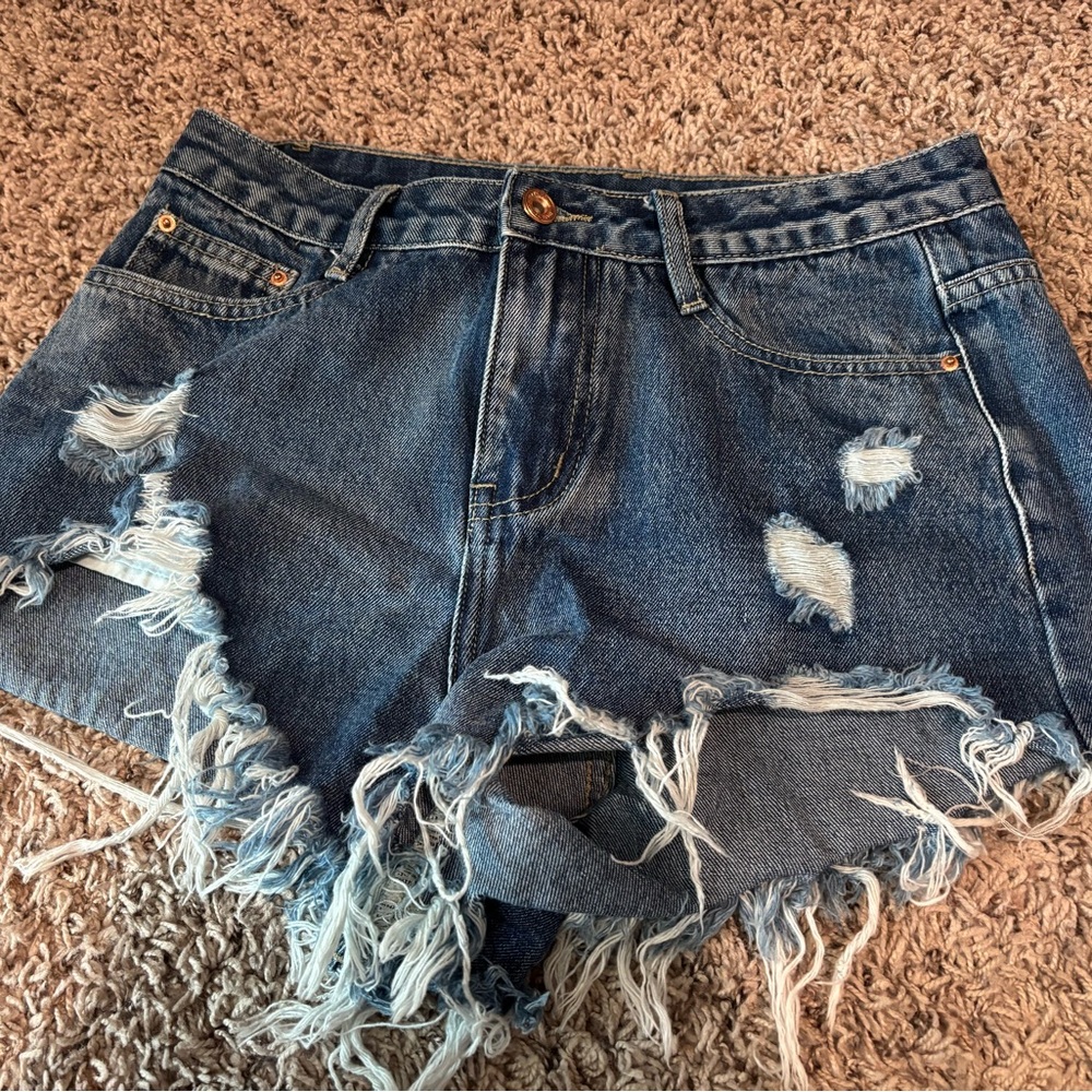Amazon Blue Jean Shorts with Trendy Frayed Hem